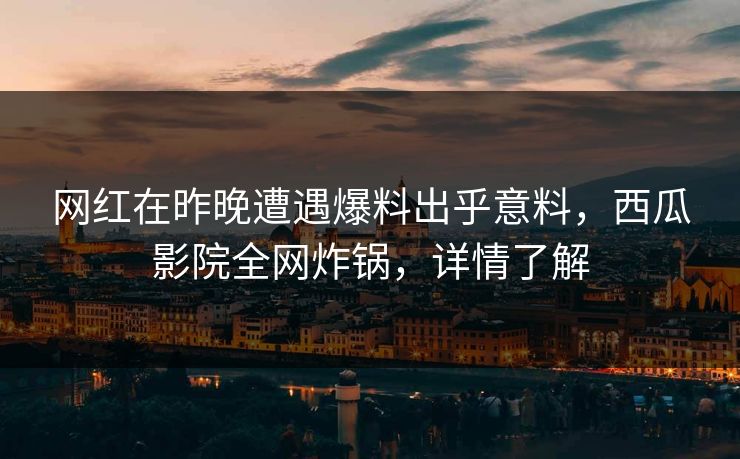网红在昨晚遭遇爆料出乎意料，西瓜影院全网炸锅，详情了解