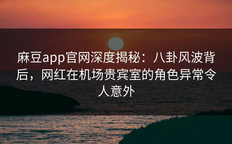 麻豆app官网深度揭秘：八卦风波背后，网红在机场贵宾室的角色异常令人意外