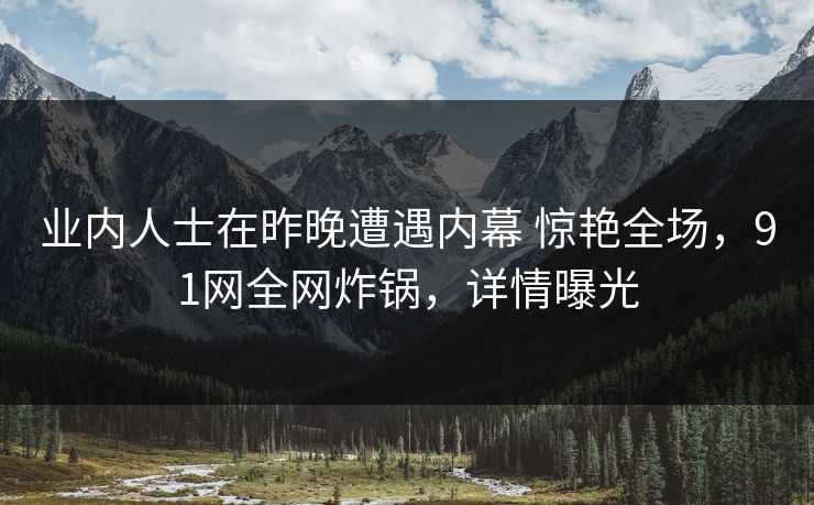 业内人士在昨晚遭遇内幕 惊艳全场，91网全网炸锅，详情曝光